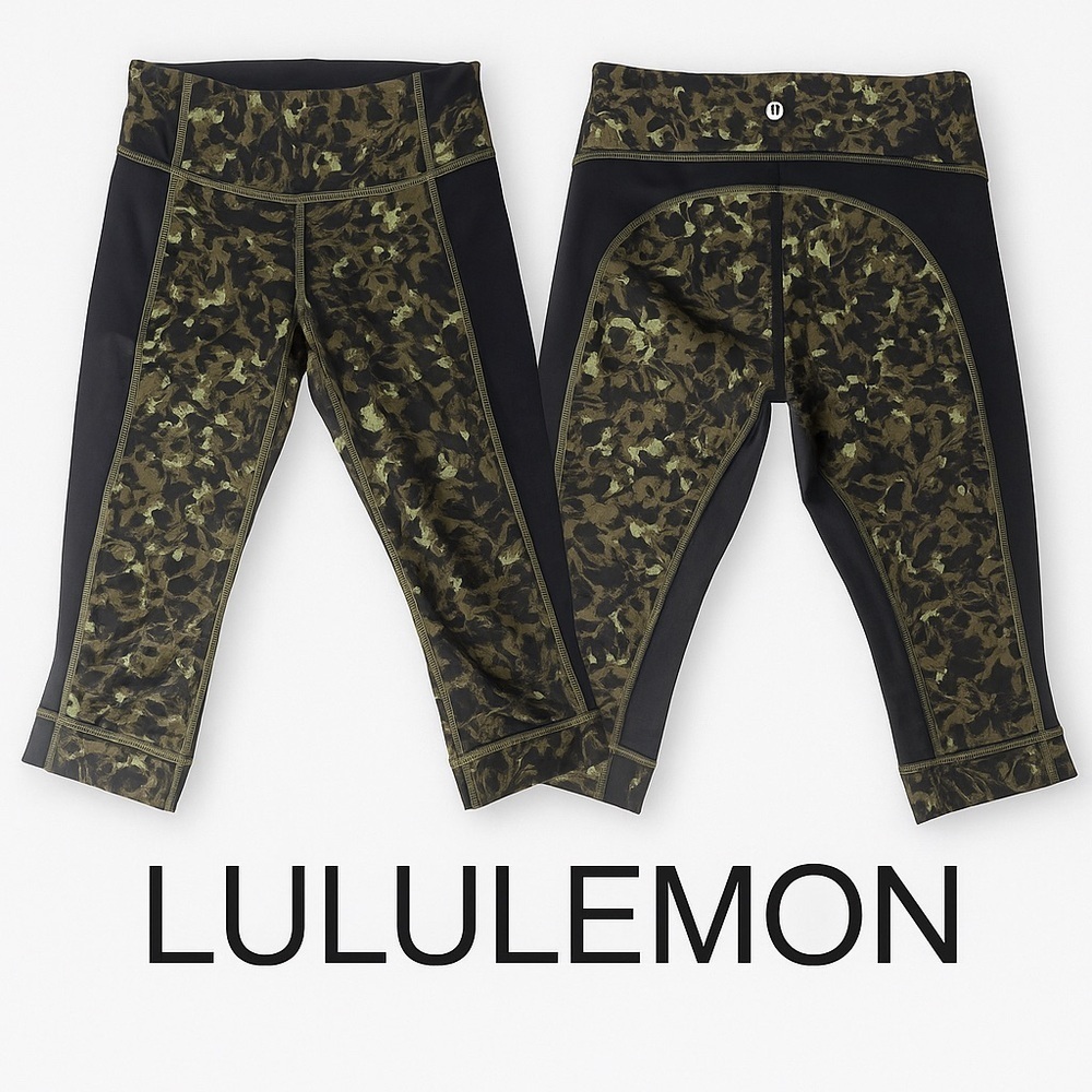 Lululemon Camo Crop Leggings Size 4 – Mesh‎ Panels High Rise